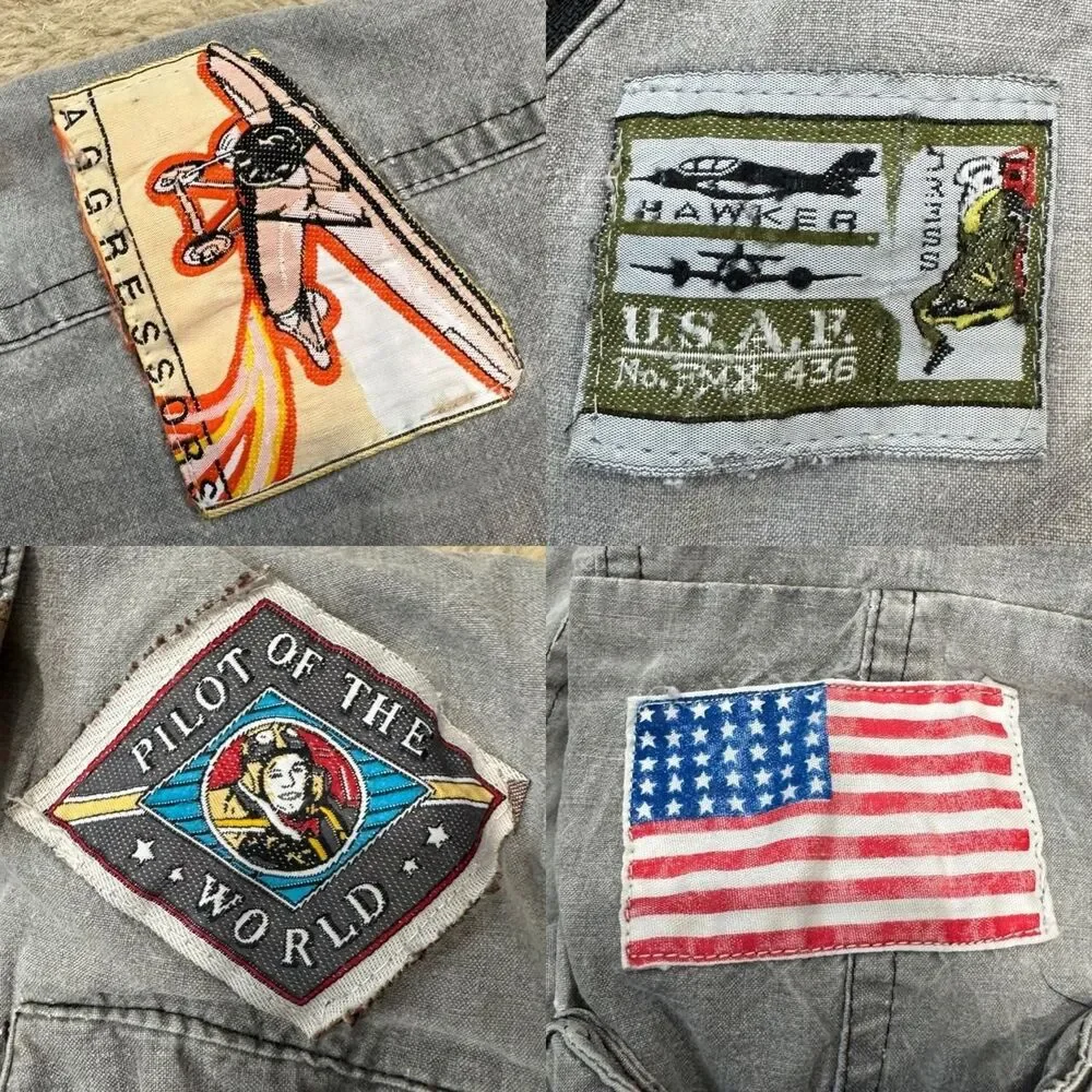 Vintage 90s Peter Kolmar Aviator Patch Bomber Jacket Size 10 Kids Retro